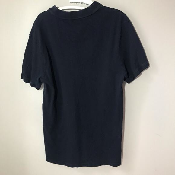 Peter Werth No 1 London cotton navy blue short sleeve open knit waffle polo L - Picture 2 of 10
